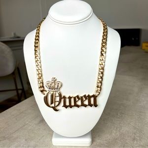 Queen Necklace, Fake Gold Chain, Faux Gold Chain Necklace